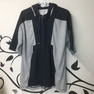 Anthro Cartonnier Fortune navy blue jacket/top with hood